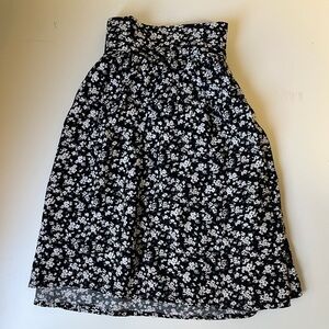 Garage Black and White Floral A-Line Skirt